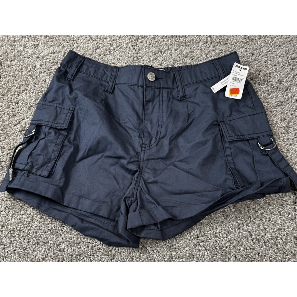 NEW‎ RSQ Tilly's Women's Poplin Cargo Shorts Navy Blue Casual Medium